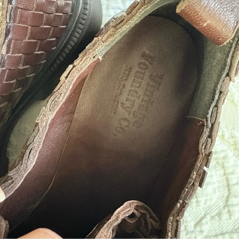 Vintage Foundry Clotilde chunky loafer Women’s 9 brown leather woven platform - Picture 3 of 16